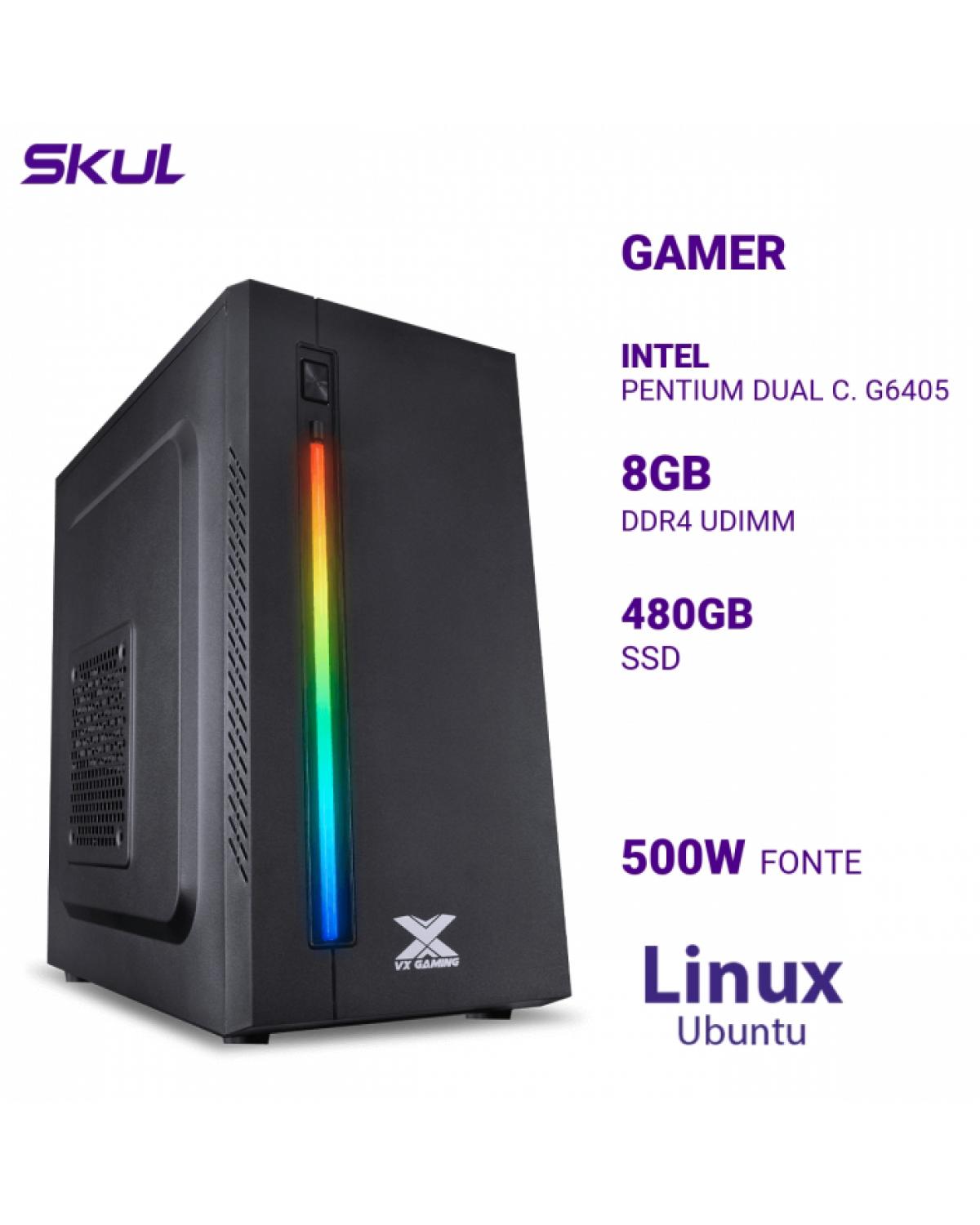 COMPUTADOR GAMER 1000 PENTIUM DUAL C. G6405 MEM 8GB DDR4 SSD 480GB FONTE 500W LINUX