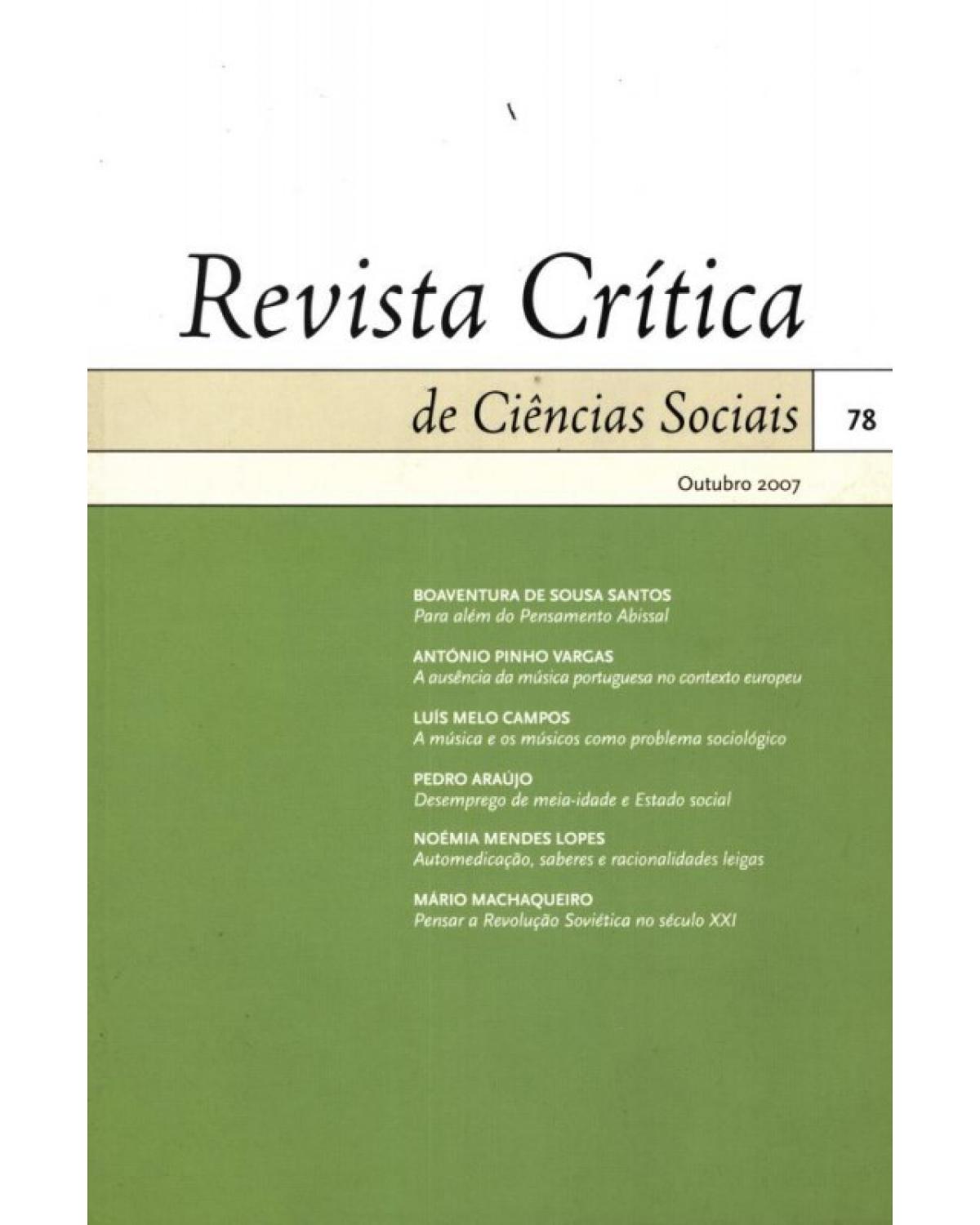 Revista crítica de ciências sociais  - Volume 78:  - 1ª Edição | 2008