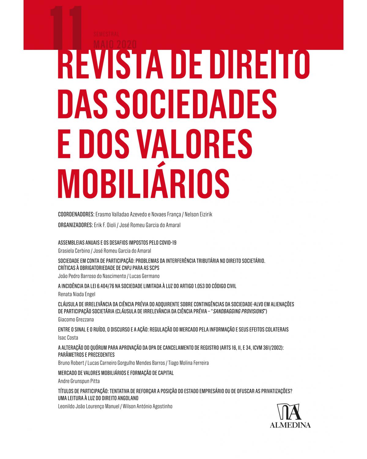 Revista de direito das sociedades e dos valores mobiliários - Volume 11:  - 1ª Edição | 2020