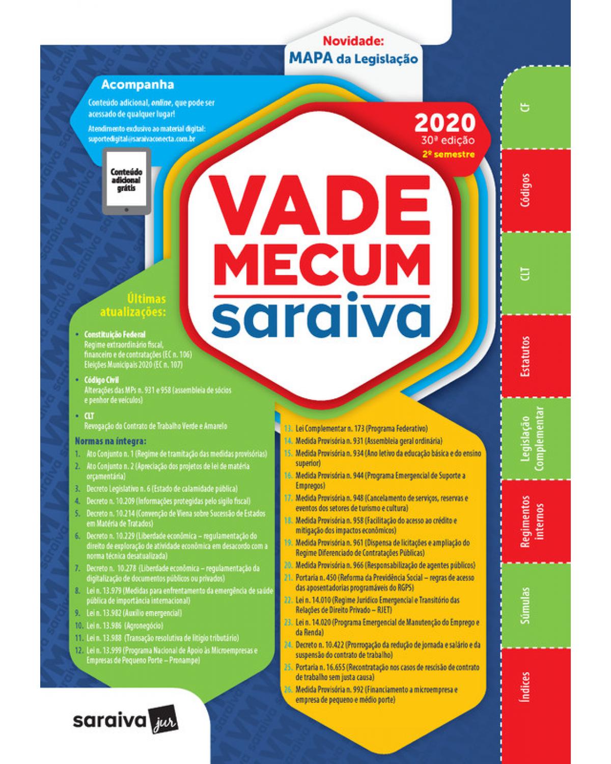 Vade mecum Saraiva 2020 - 2º Semestre - 30ª Edição | 2020