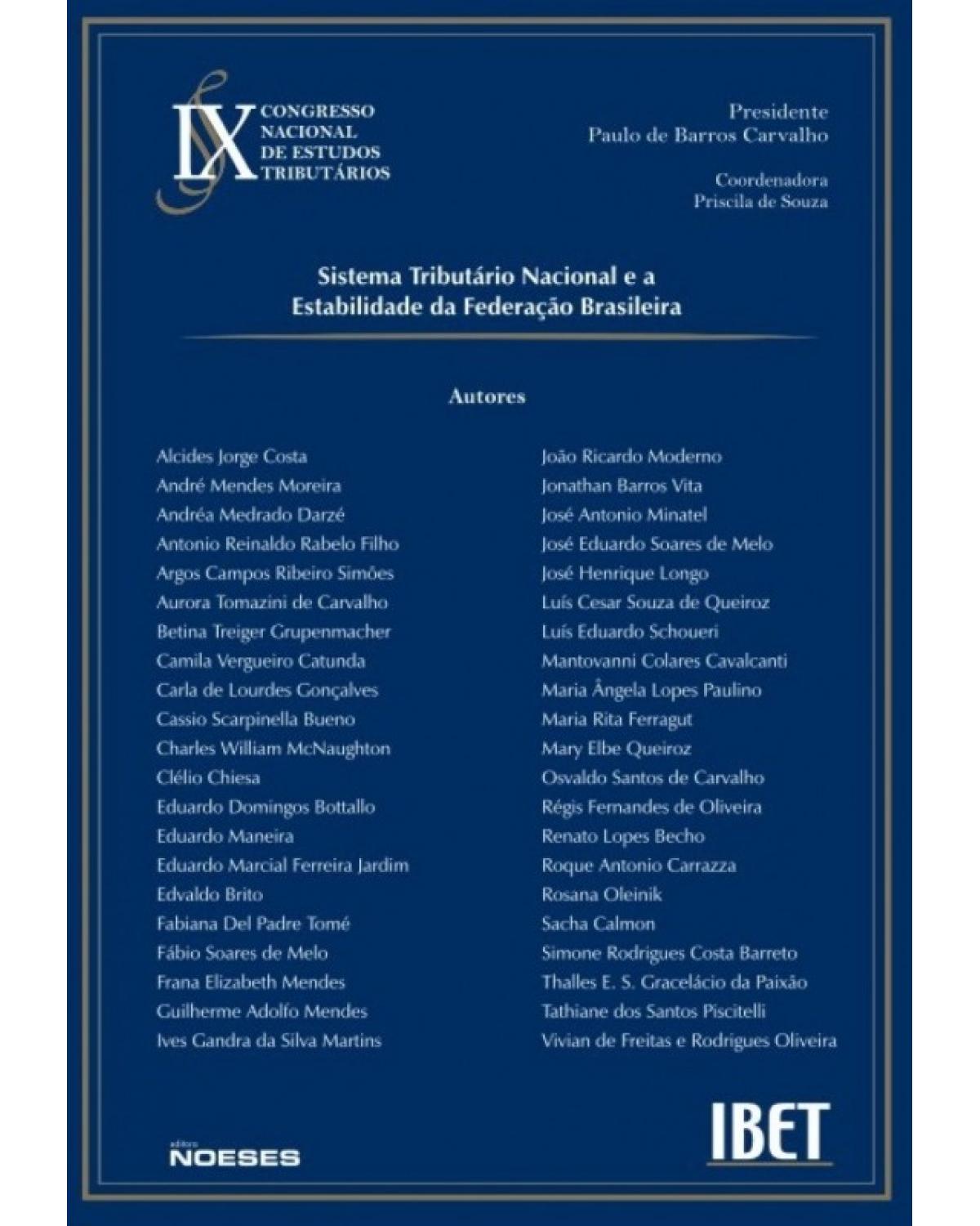Sistema tributário nacional e a estabilidade da federação brasileira - 1ª Edição | 2012
