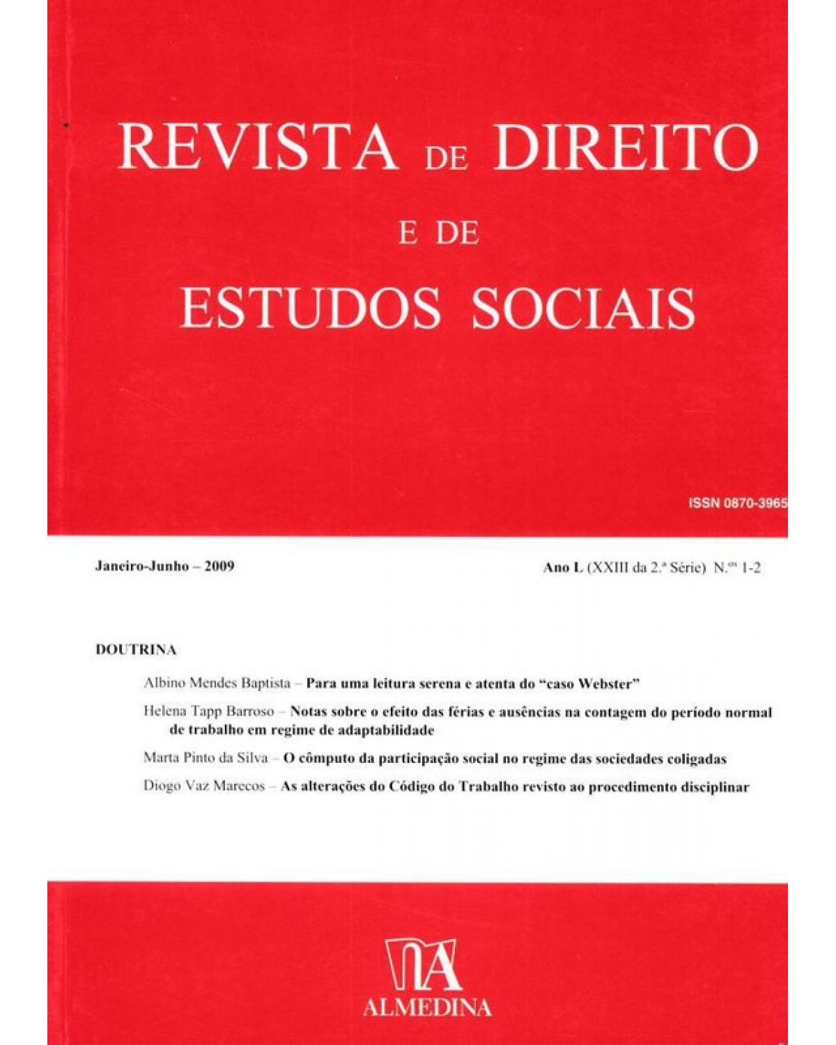 Revista de direito e de estudos sociais - ano L (XXIII da 2ª série) - N.ºs 1-2 - 1ª Edição | 2010