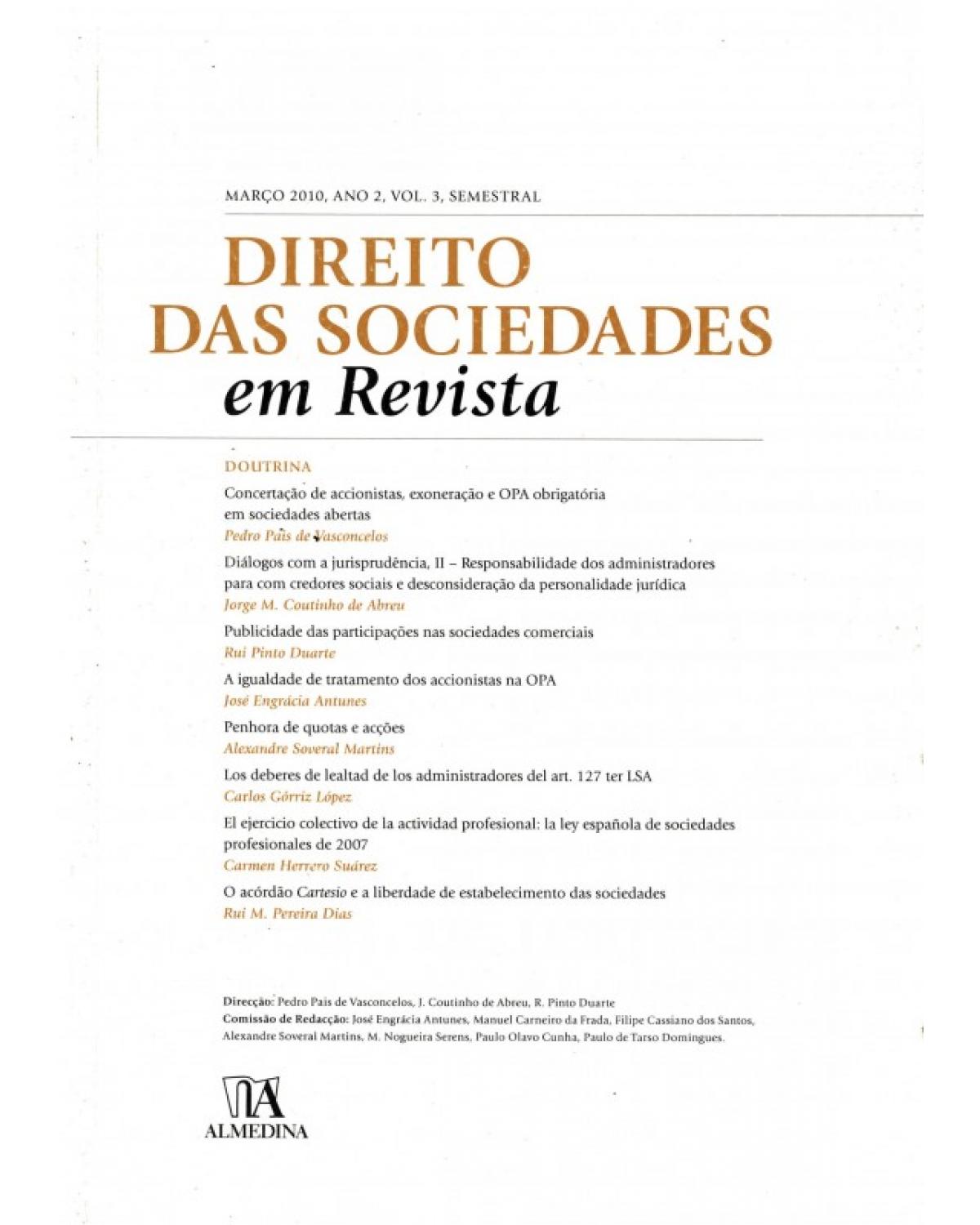 Direito das sociedades em revista - Volume 3: ano 2 (março 2010) - 1ª Edição | 2010