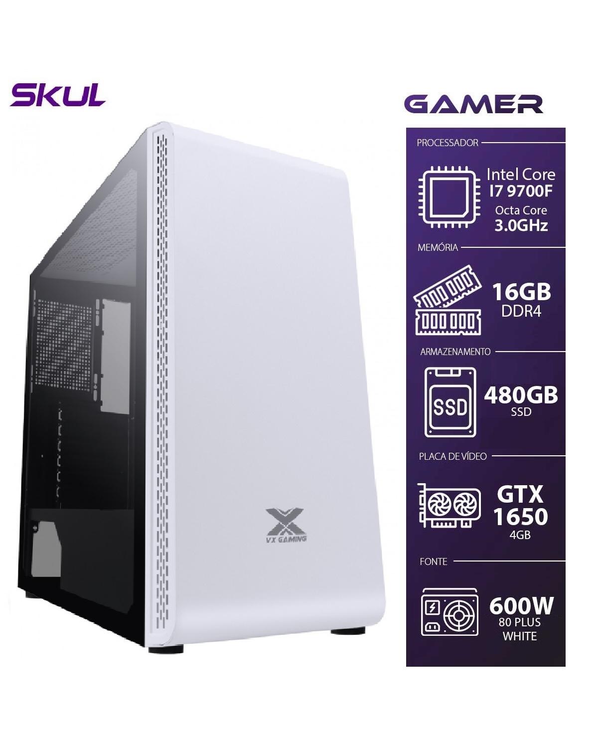 COMPUTADOR GAMER 7000 - I7 9700F 3.0GHZ 9ª GER. MEM. 16GB DDR4 SSD 480GB HD 1TB GTX 1650 4GB FONTE 600W WHITE
