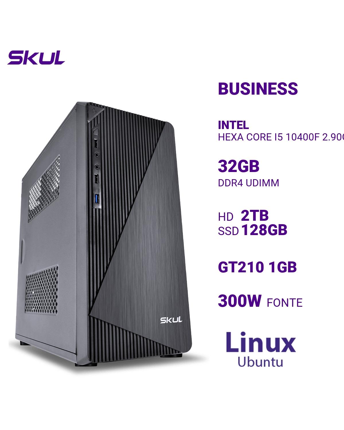 COMPUTADOR BUSINESS B500 HEXA CORE I5 10400F 2.90GHZ MEM 32GB DDR4 HD 2TB SSD 128GB GT210 1GB FONTE 300W LINUX