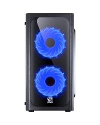 GABINETE MID-TOWER VENUS PRETO COM 2 FANS LED AZUL LATERAL EM ACRÍLICO - VENPTAZ2FCA