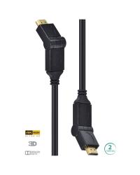 CABO HDMI 2.0 4K ULTRA HD 3D CONEXÃO ETHERNET CONECTORES 180° 2 METROS - H20B180-2