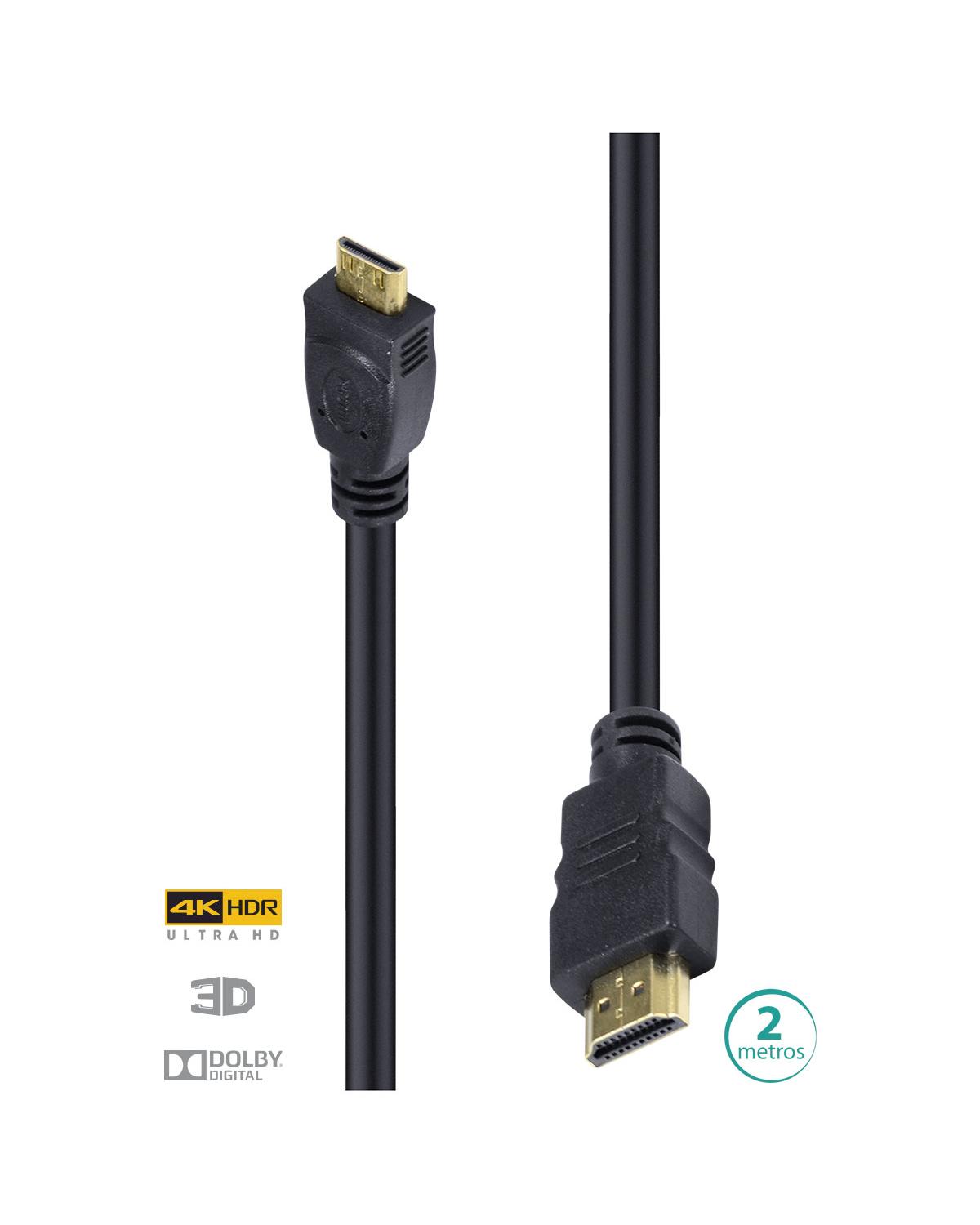 CABO HDMI 2.0 PARA MINI HDMI 4K ULTRA HD 3D CONEXÃO ETHERNET 2 METROS - H20MM-2