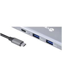 HUB USB TIPO C / TYPE C  7 EM 1 COM 3 USB 3.0 + LEITOR DE CARTÃO SD/TF + HDMI + TIPO C COM POWER DELIVERY (PD) 60W -HC-7