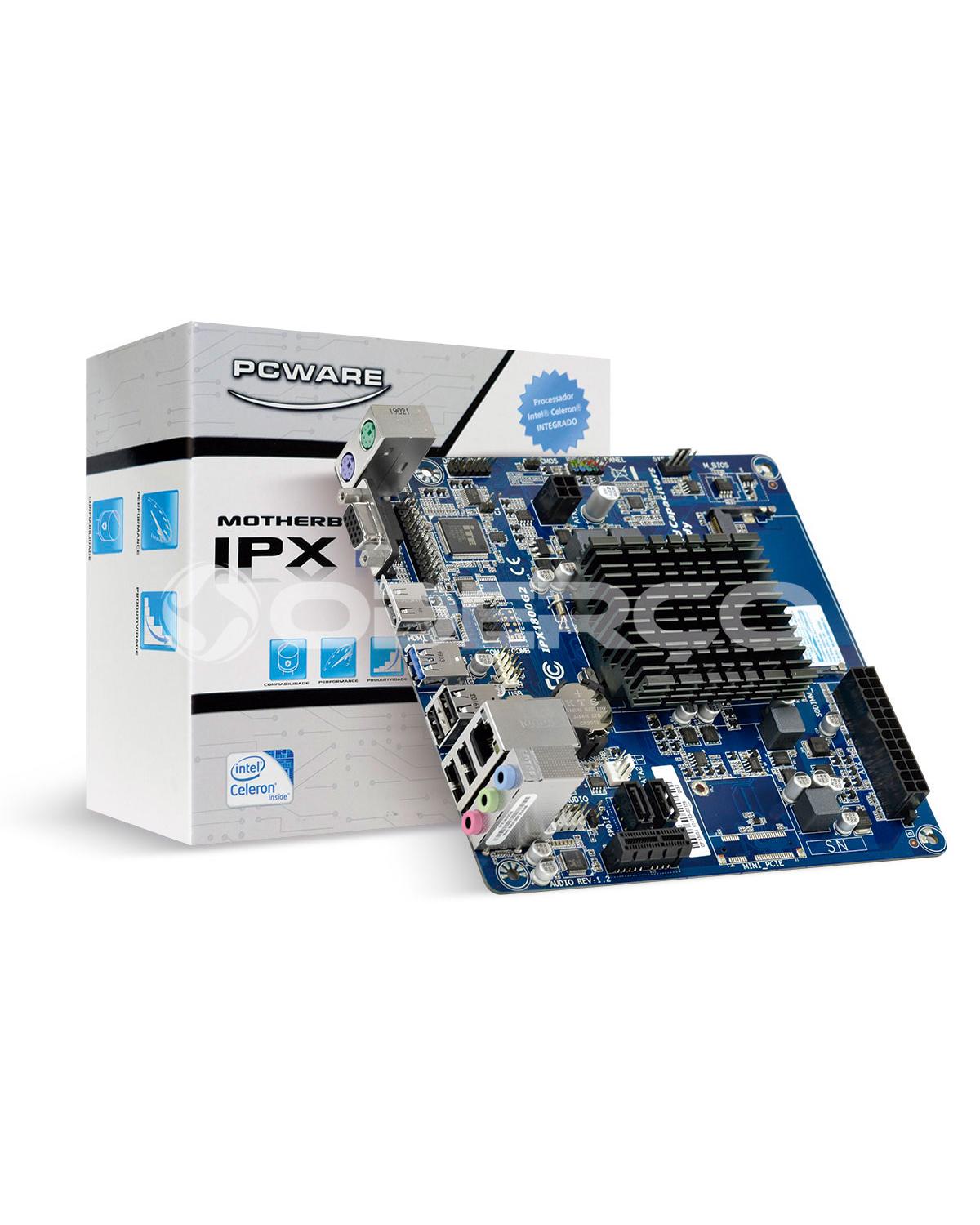 PLACA MÃE MINI-ITX IPX1800G2 COM PROCESSADOR J1800 2.41GHZ INTEGRADO DDR3 SODIMM 10/100/1000, 4USB 2.0, 1HDMI, 1 VGA