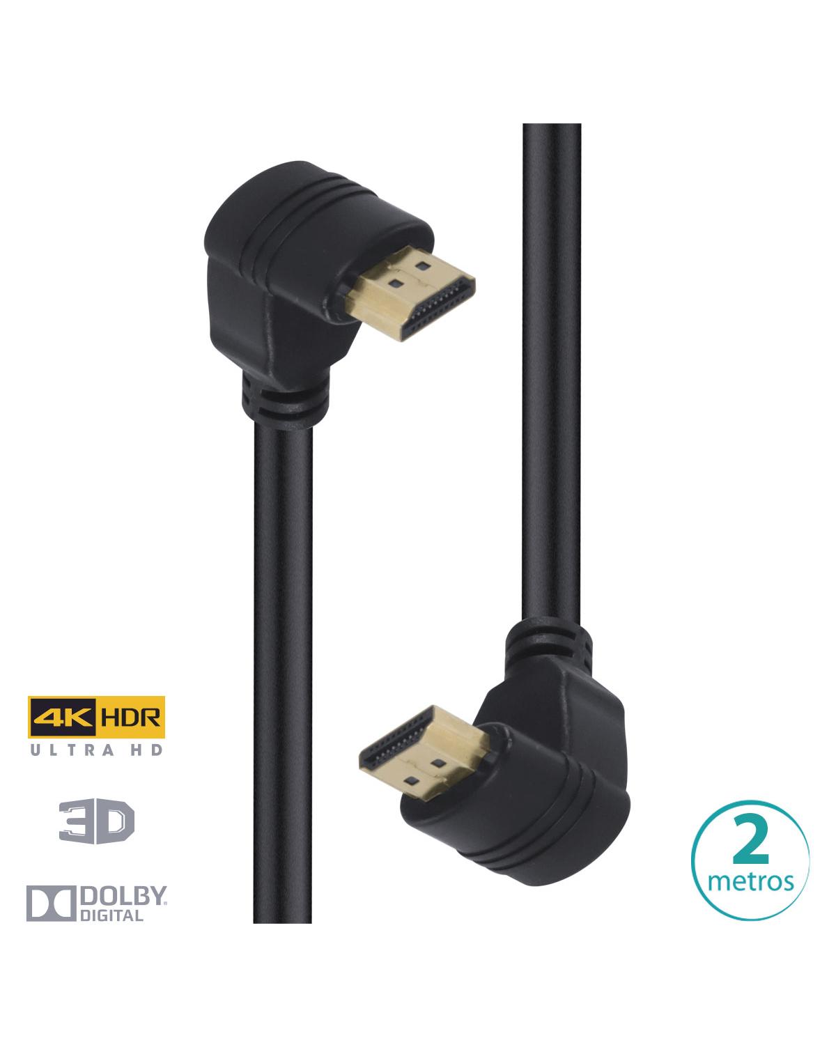 CABO HDMI 2.0 4K ULTRA HD 3D CONEXÃO ETHERNET CONECTORES 90° 2 METROS - H20B90-2