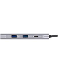 HUB USB TIPO C / TYPE C 4 EM 1 COM 2 USB 3.0 + HDMI + TIPO C COM POWER DELIVERY (PD) 60W - HC-4