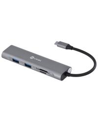 HUB USB TIPO C / TYPE C 5 EM 1 COM 2 USB 3.0 + HDMI + LEITOR DE CARTÃO SD E TF- HC-5