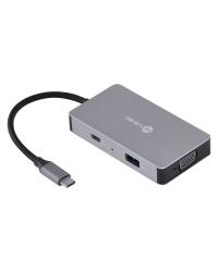 HUB USB TIPO C / TYPE C 5 EM 1 COM 2 HDMI + VGA + USB 3.0 + POWER DELIVERY (PD) 60W - HC-5VGA