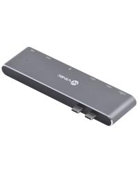 HUB USB TIPO C TYPE C 7 EM 2 - 2 USB 3.0 + LEITOR DE CARTÃO SD TF + HDMI + THUNDERBOLT 3 + POWER DELIVERY 100W HC-72