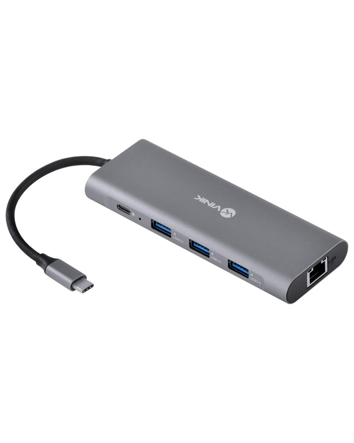 HUB USB TIPO C TYPE C 9 EM 1 - 3 USB 3.0 + CARTÃO SD E TF + HDMI + ÁUDIO P2 + RJ45 + POWER DELIVERY (PD) 60W - HC-9