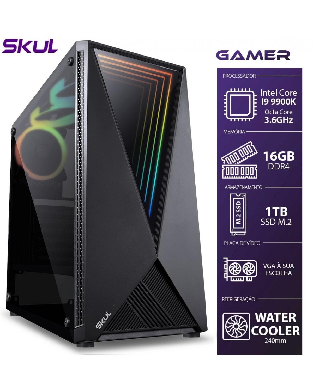 COMPUTADOR GAMER 9000 - I9 9900K 3.6GHZ 9ª GER. 16GB DDR4 SSD M.2 NVME 1TB WATER COOLER 240MM FONTE 750W BRONZE - G9900KWM1T16