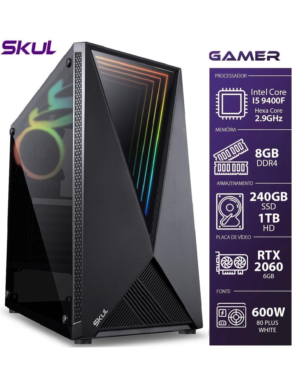 COMPUTADOR GAMER 5000 - I5 9400F 2.9GHZ 9ª GER. MEM. 8GB DDR4 SSD 240GB HD 1TB RTX 2060 6GB FONTE 600W