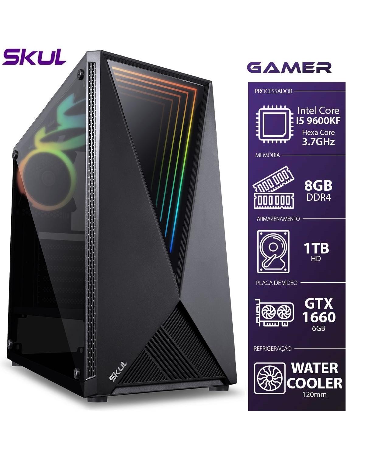 COMPUTADOR GAMER 5000 - I5 9600KF 3.7GHZ 9ª GER. MEM. 8GB DDR4 HD 1TB GTX 1660 6GB WATER COOLER 120MM FONTE 600W