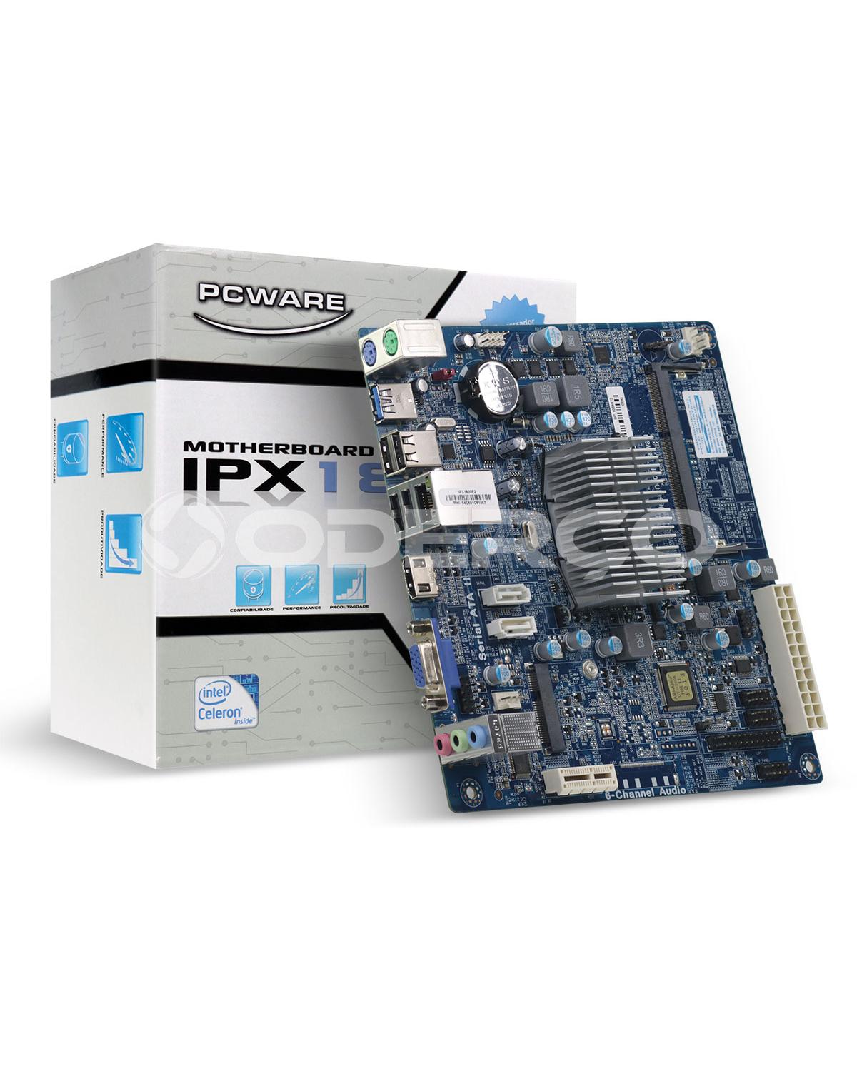 PLACA MÃE MINI-ITX IPX1800E2 COM PROC INTEG J1800 2.41GHZ 1X DDR3 SODIMM 4X USB 2.0 1X USB 3.0 HDMI/VGA REDE GIGABIT
