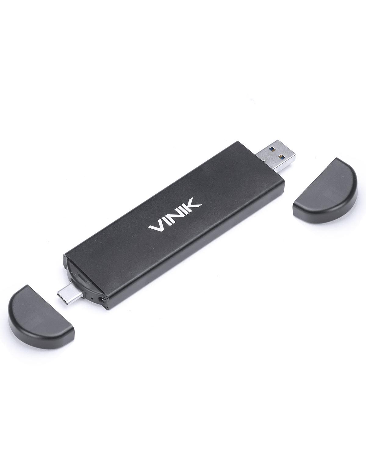 CASE PARA SSD M.2 COM CONEXÃO DUPLA USB A E USB TIPO C / TYPE C ALUMINIO - CSM2-USBAC