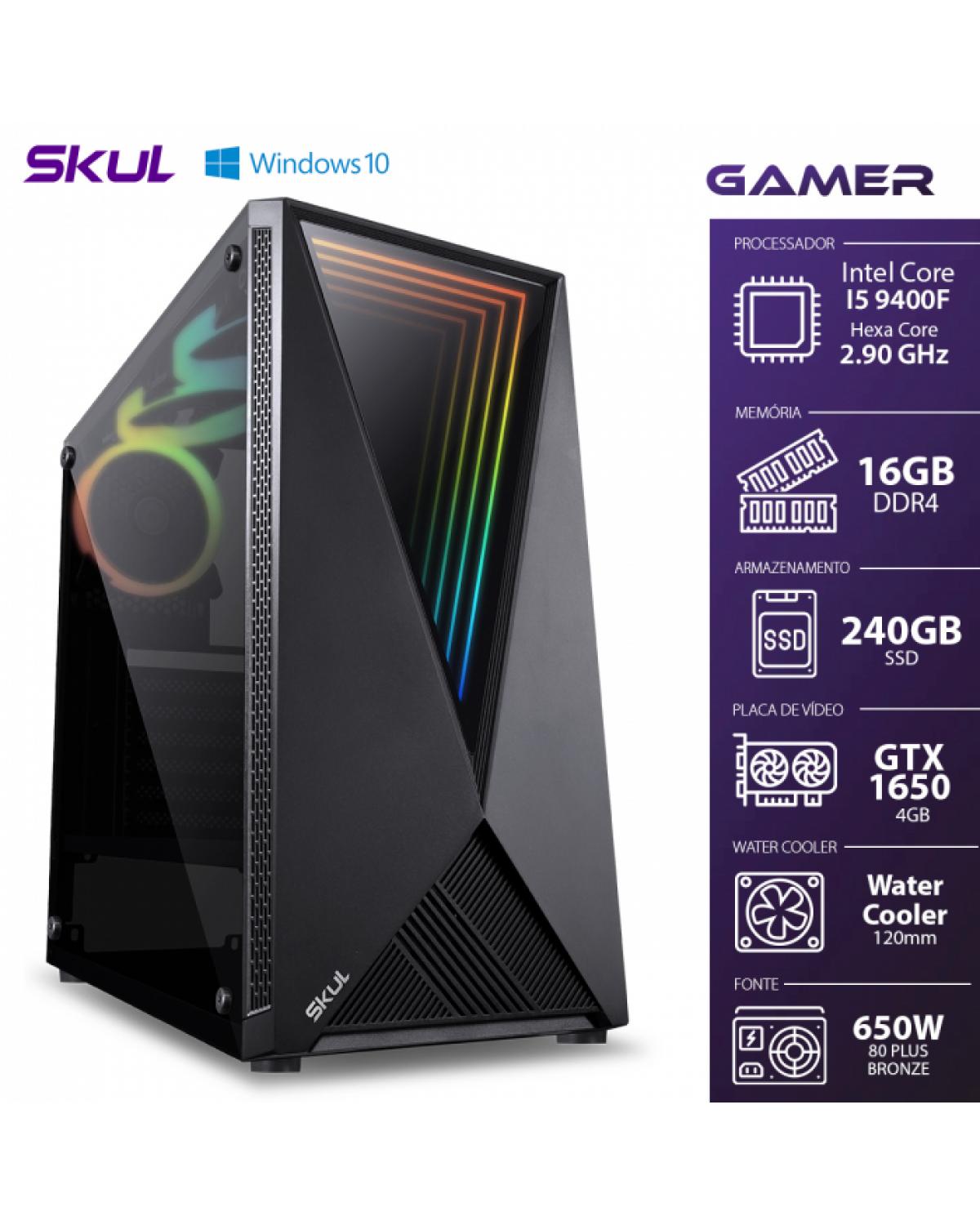 COMPUTADOR GAMER 5000 - I5 9400F 2.9GHZ W.COOLER 120MM MEM 16GB DDR4 SSD 240GB GTX 1650 4GB FONTE 650W WINDOWS 10 PRO