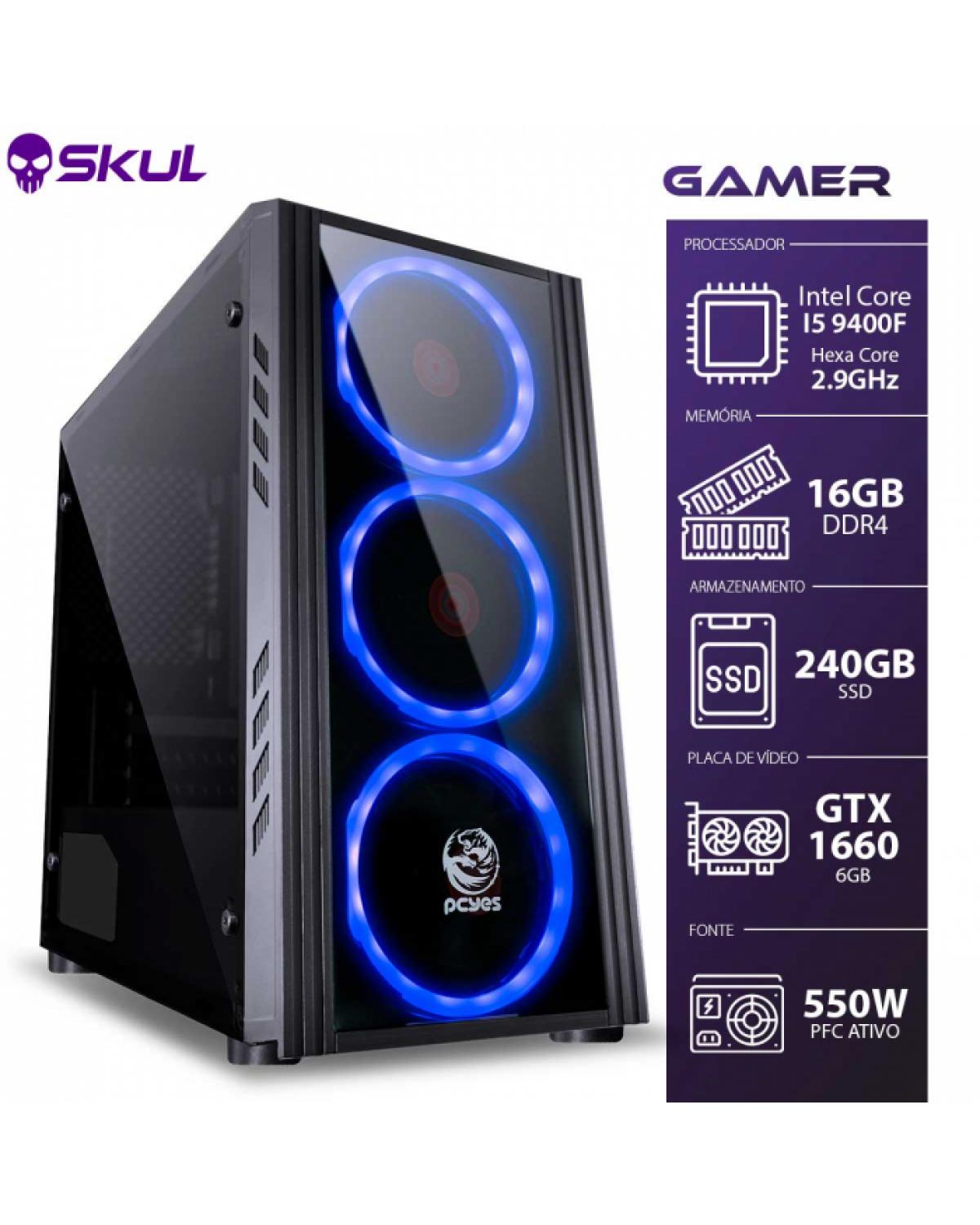 COMPUTADOR GAMER 5000 - I5 9400F 2.9GHZ 9ª GER. MEM. 8GB DDR4 SSD 240GB GTX 1660 6GB FONTE 550W