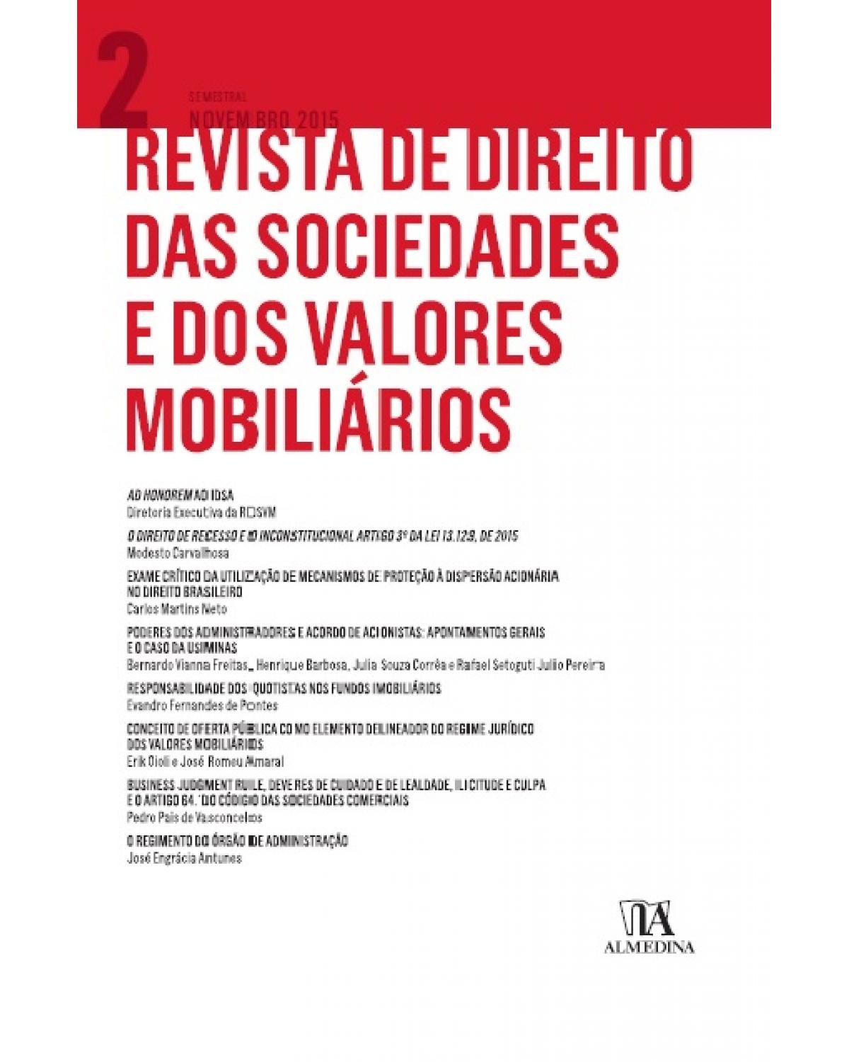 Revista de direito das sociedades e dos valores mobiliários - Volume 2:  - 1ª Edição | 2015