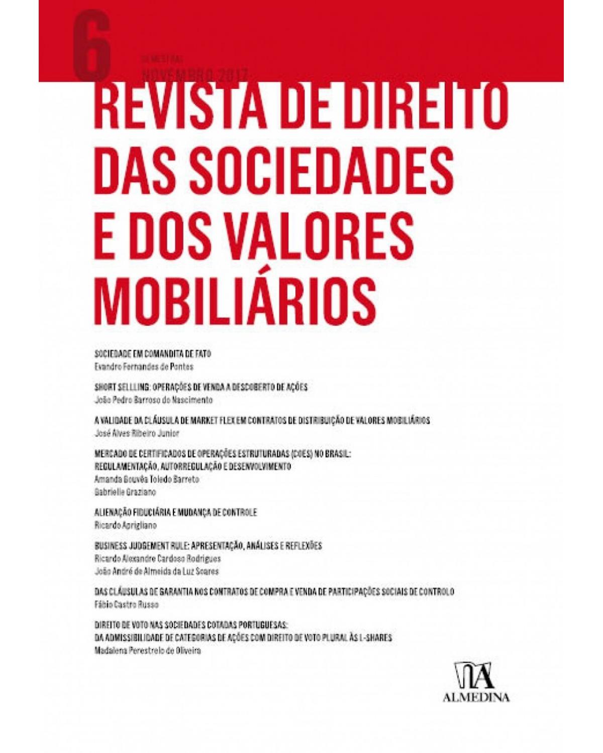Revista de direito das sociedades e dos valores mobiliários - Volume 6:  - 1ª Edição | 2017