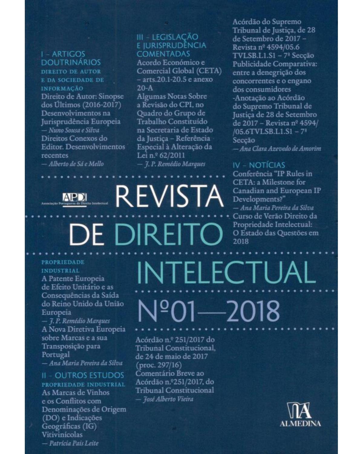 Revista de direito intelectual - nº 01 - 1ª Edição | 2018
