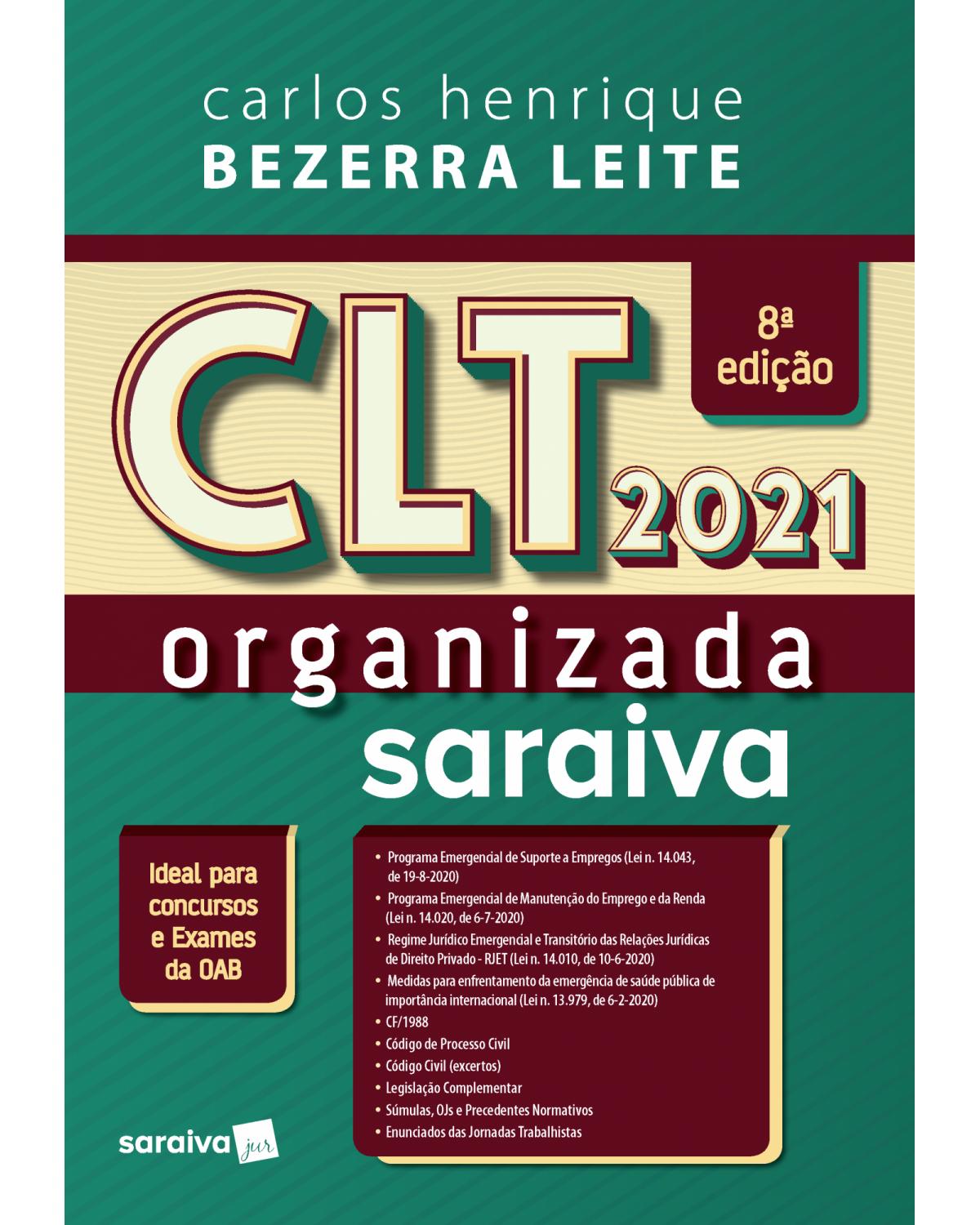 CLT organizada Saraiva - 8ª Edição | 2021