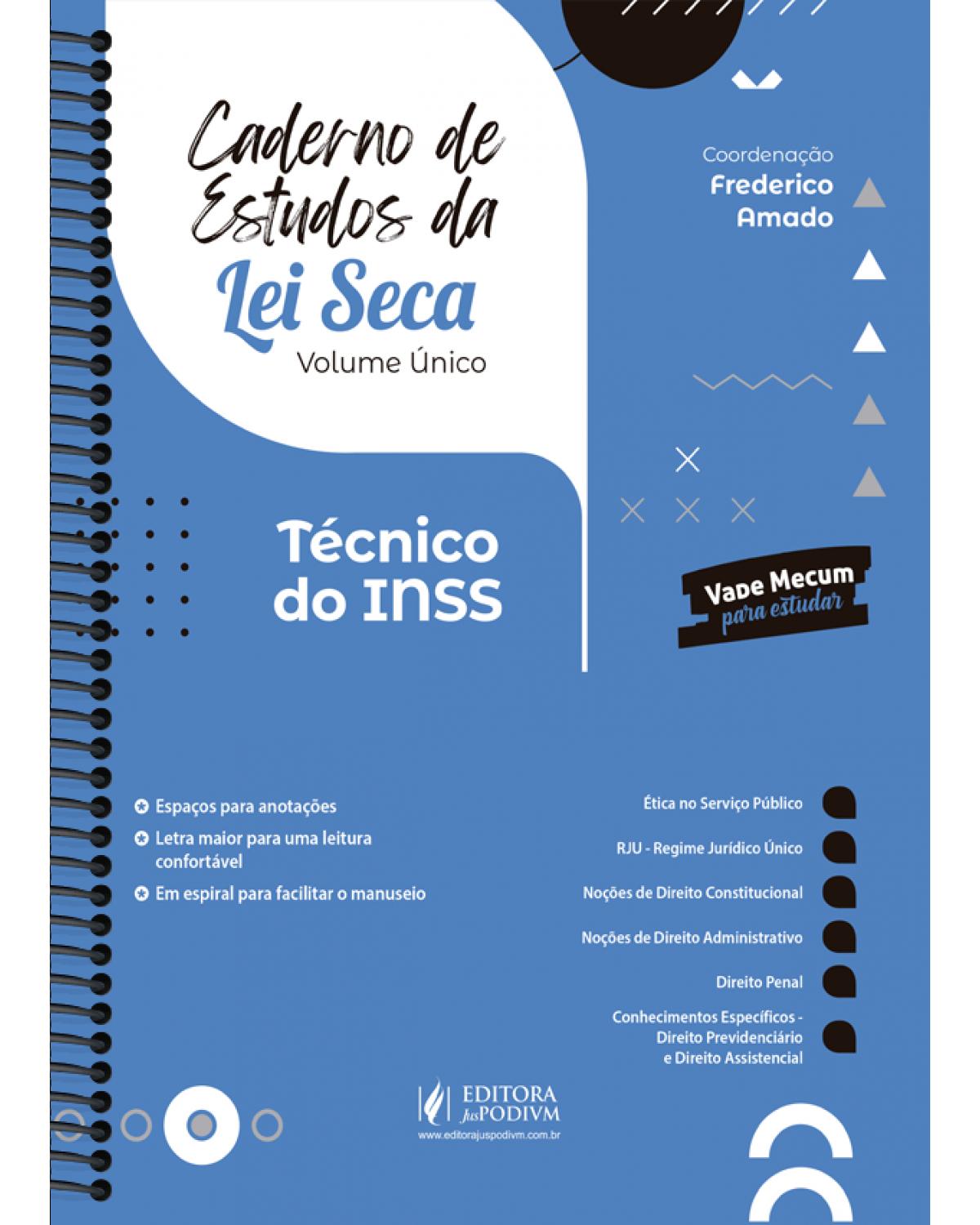 Caderno de estudos da lei seca - Técnico do INSS - 1ª Edição | 2021