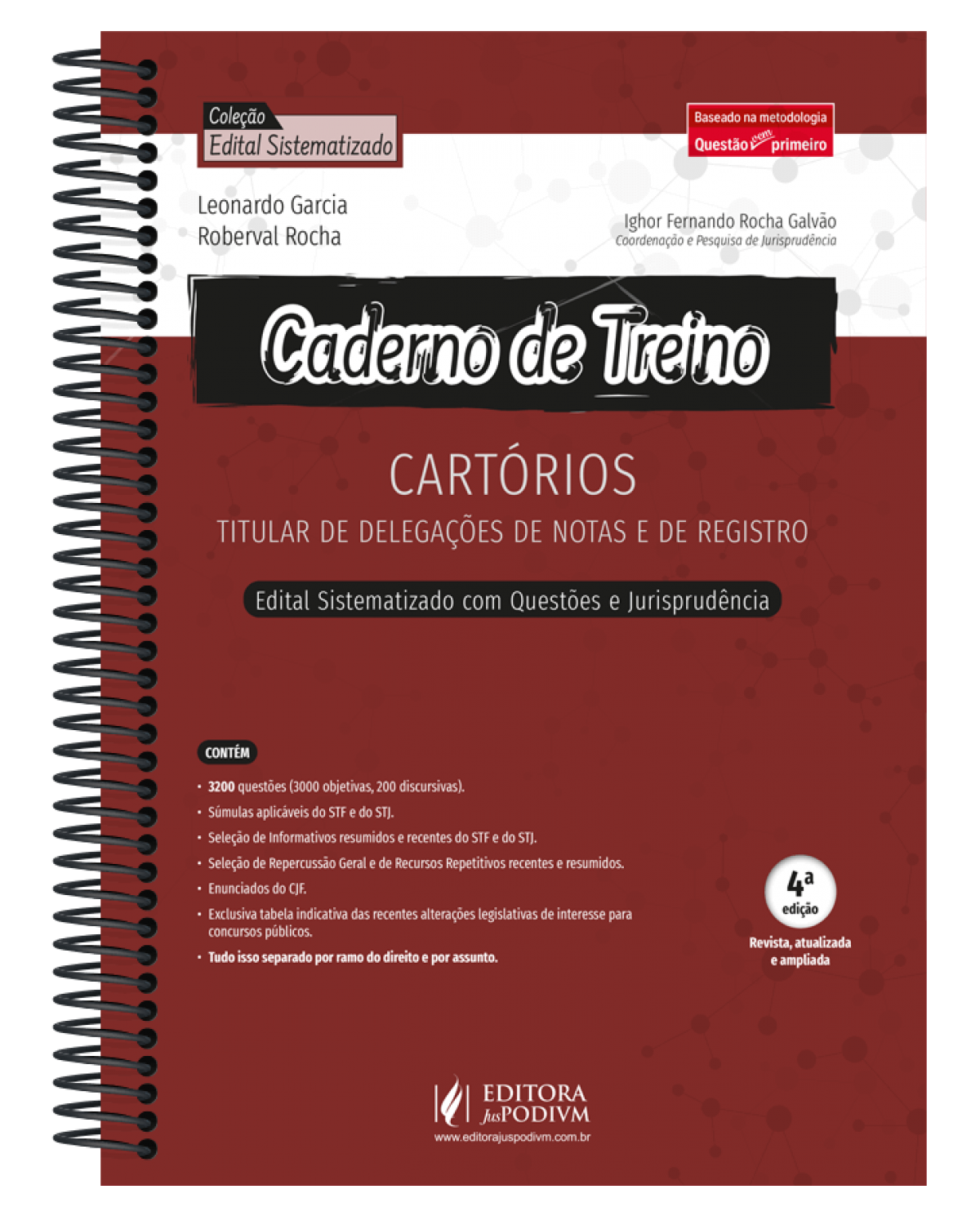 Caderno de treino para cartórios(2022) - titular de delegações de notas e de registro: Edital sistematizado com questões e jurisprudência - 4ª Edição | 2022