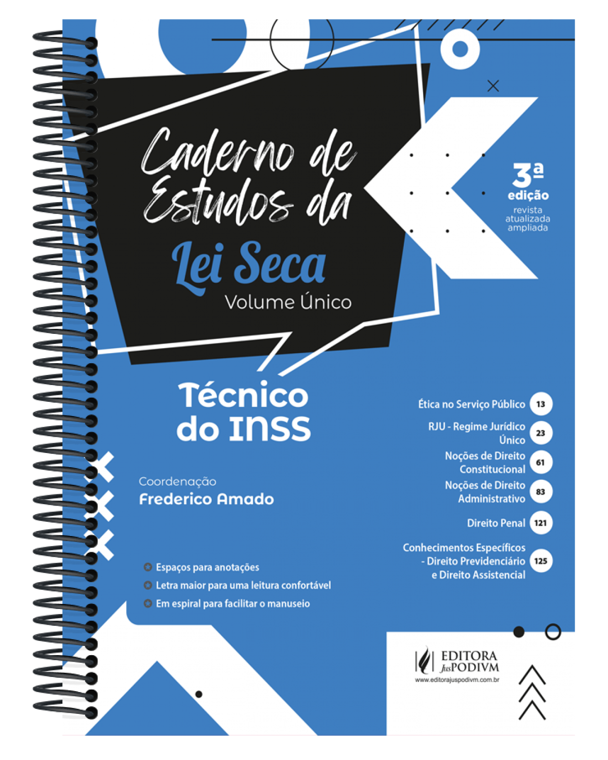 Caderno de estudos da lei seca - Volume único - Técnico do INSS - 3ª Edição | 2022