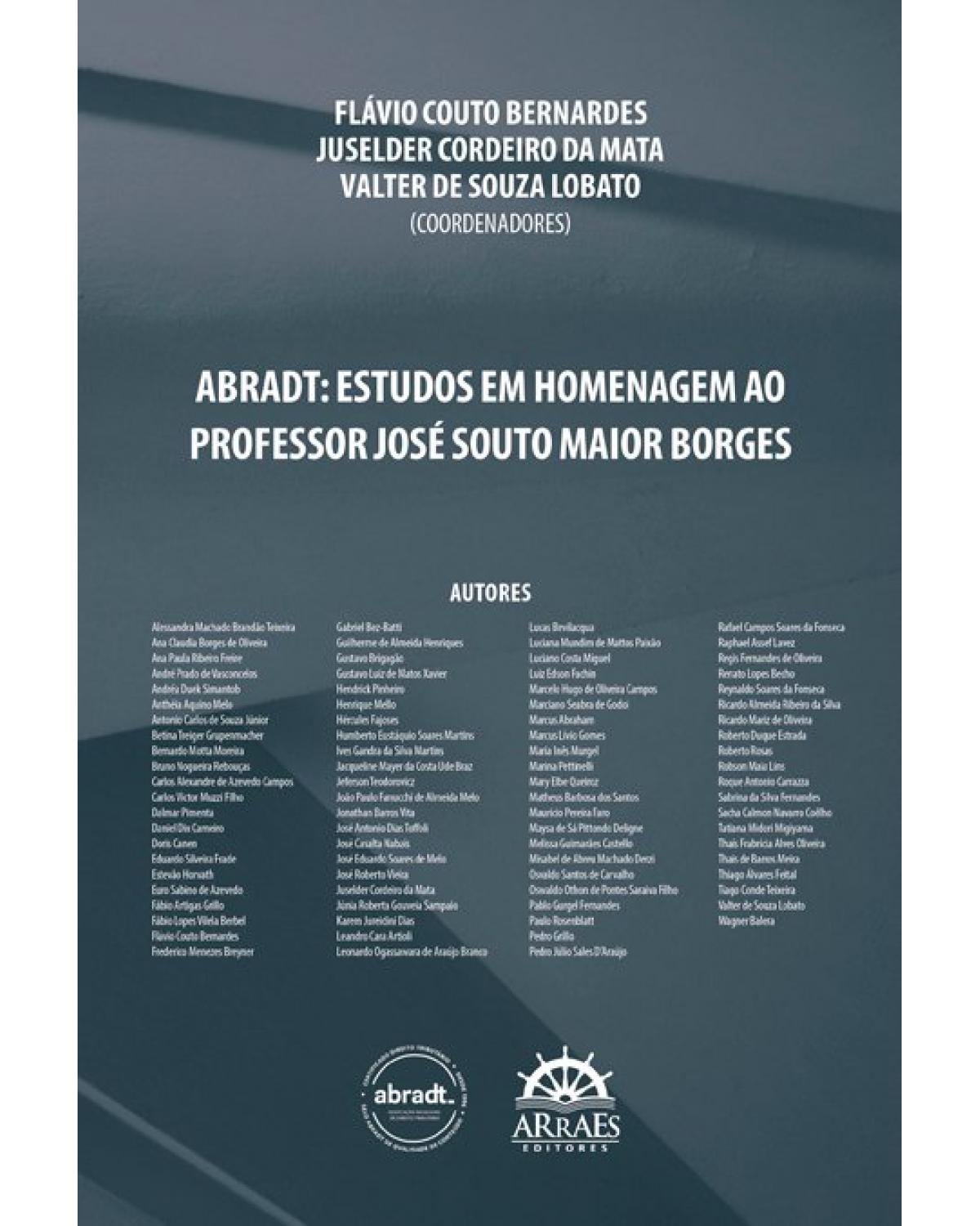 ABRADT – Estudos em homenagem ao professor José Souto Maior Borges - 1ª Edição | 2022