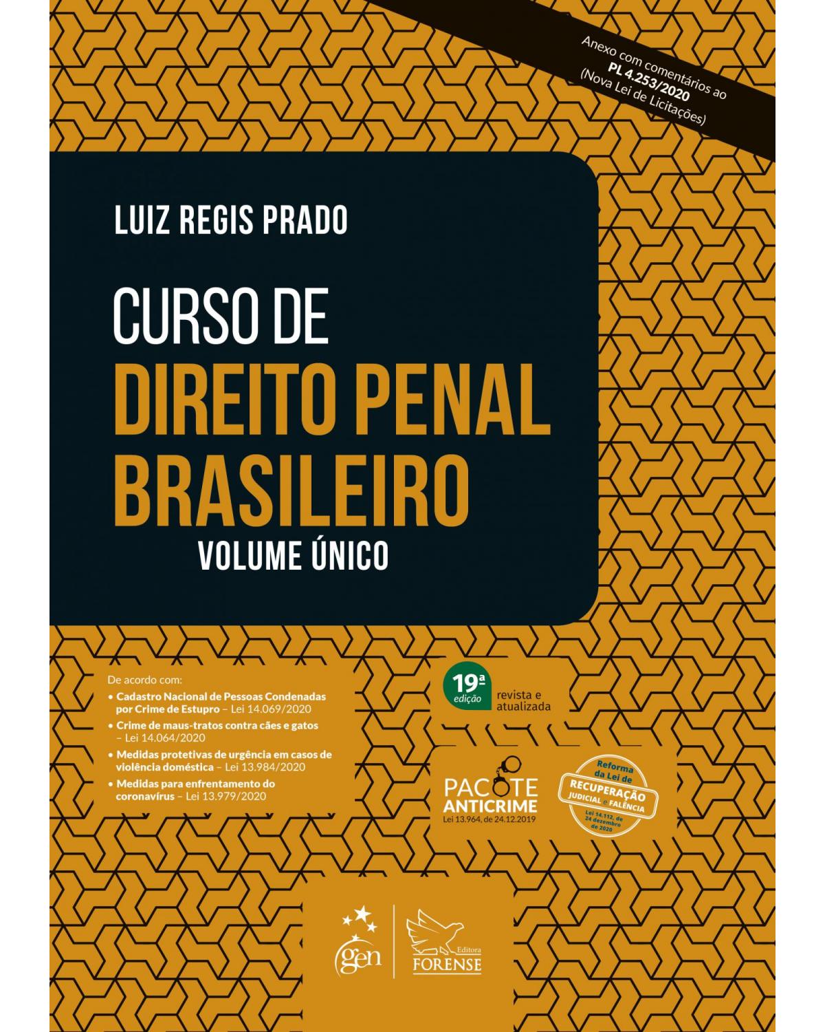 Curso de direito penal brasileiro - Volume único - 19ª Edição | 2021