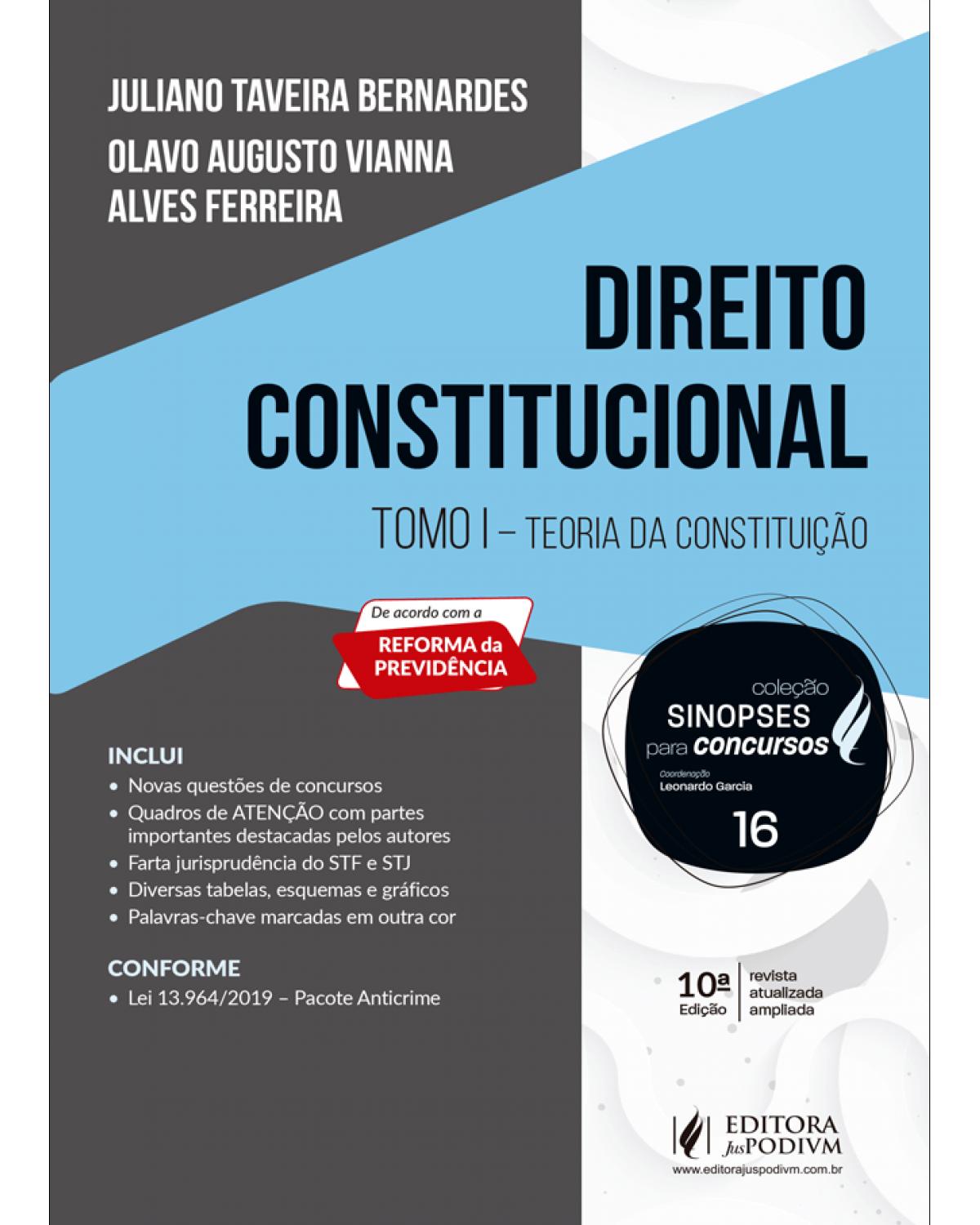 Direito constitucional - tomo I - Teoria da constituição - 10ª Edição | 2020