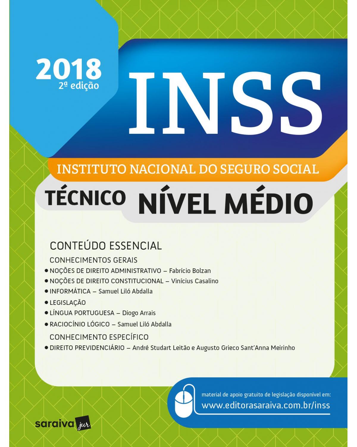 INSS - Instituto Nacional do Seguro Social - técnico nível médio - 2ª Edição | 2018