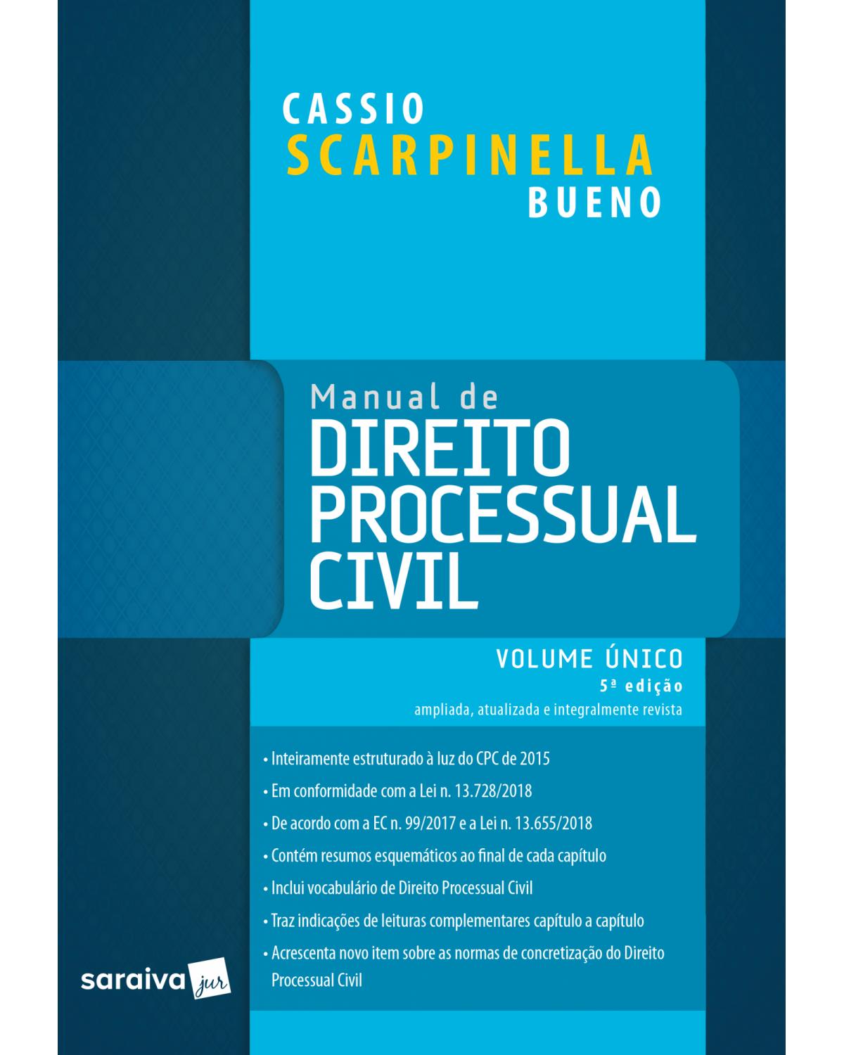 Manual de direito processual civil - 5ª Edição | 2019