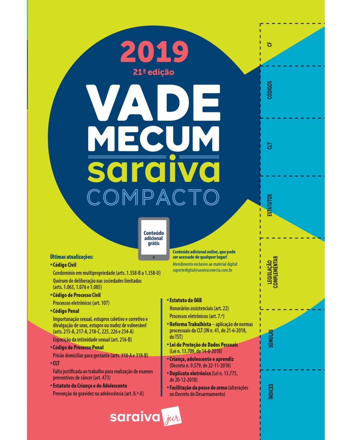 Vade mecum Saraiva compacto - 21ª Edição | 2019