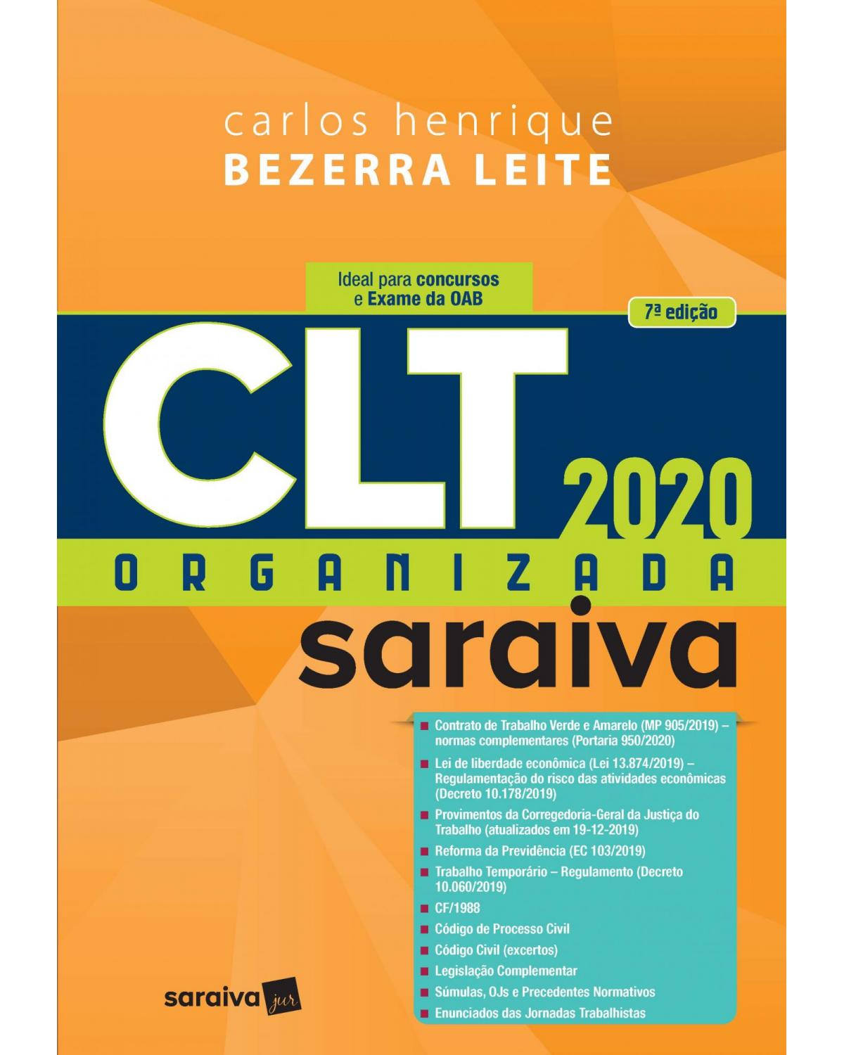 CLT organizada Saraiva 2020 - 7ª Edição | 2020