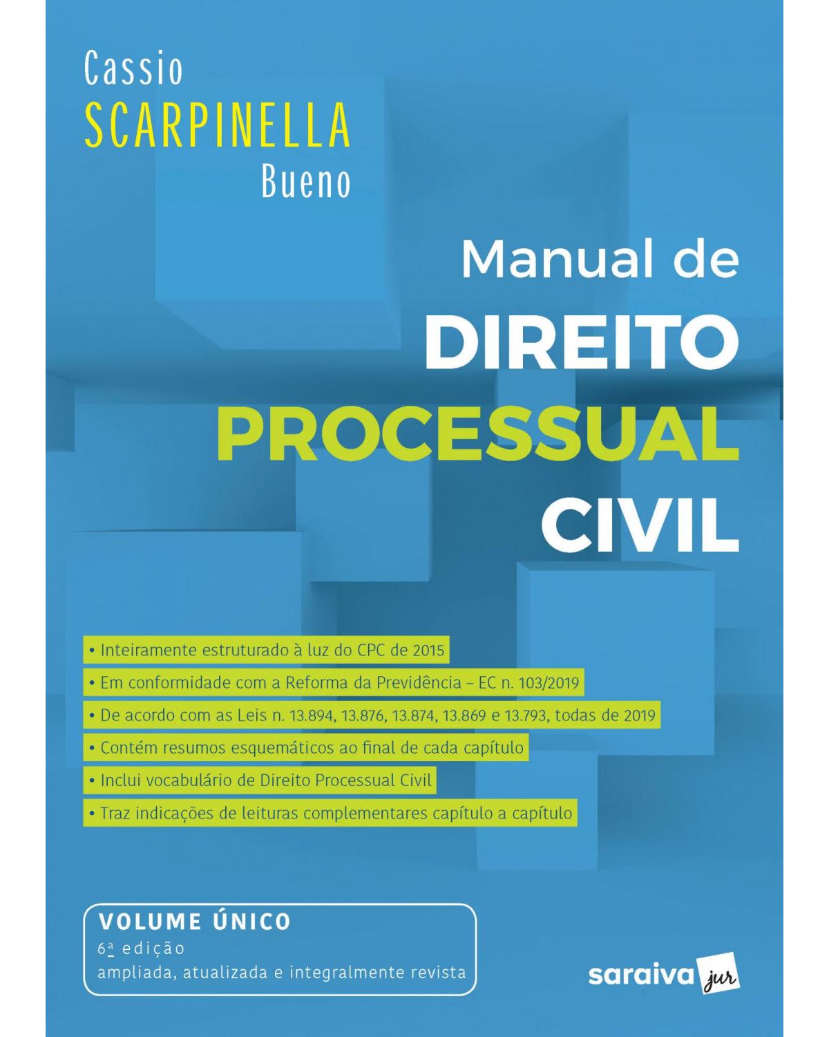 Manual de direito processual civil - 6ª Edição | 2020