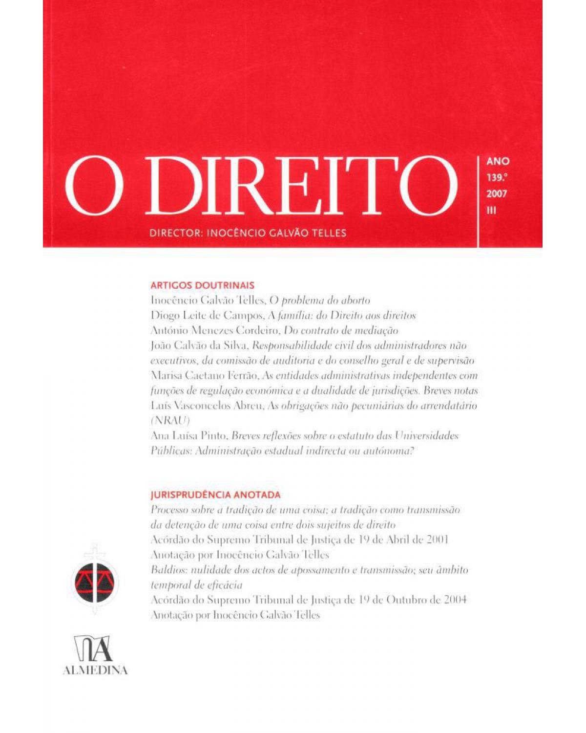 O direito - ano 139º - III - 1ª Edição | 2007