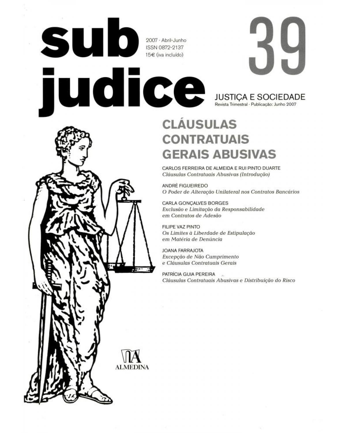 Sub judice - Volume 39:  - 1ª Edição | 2008