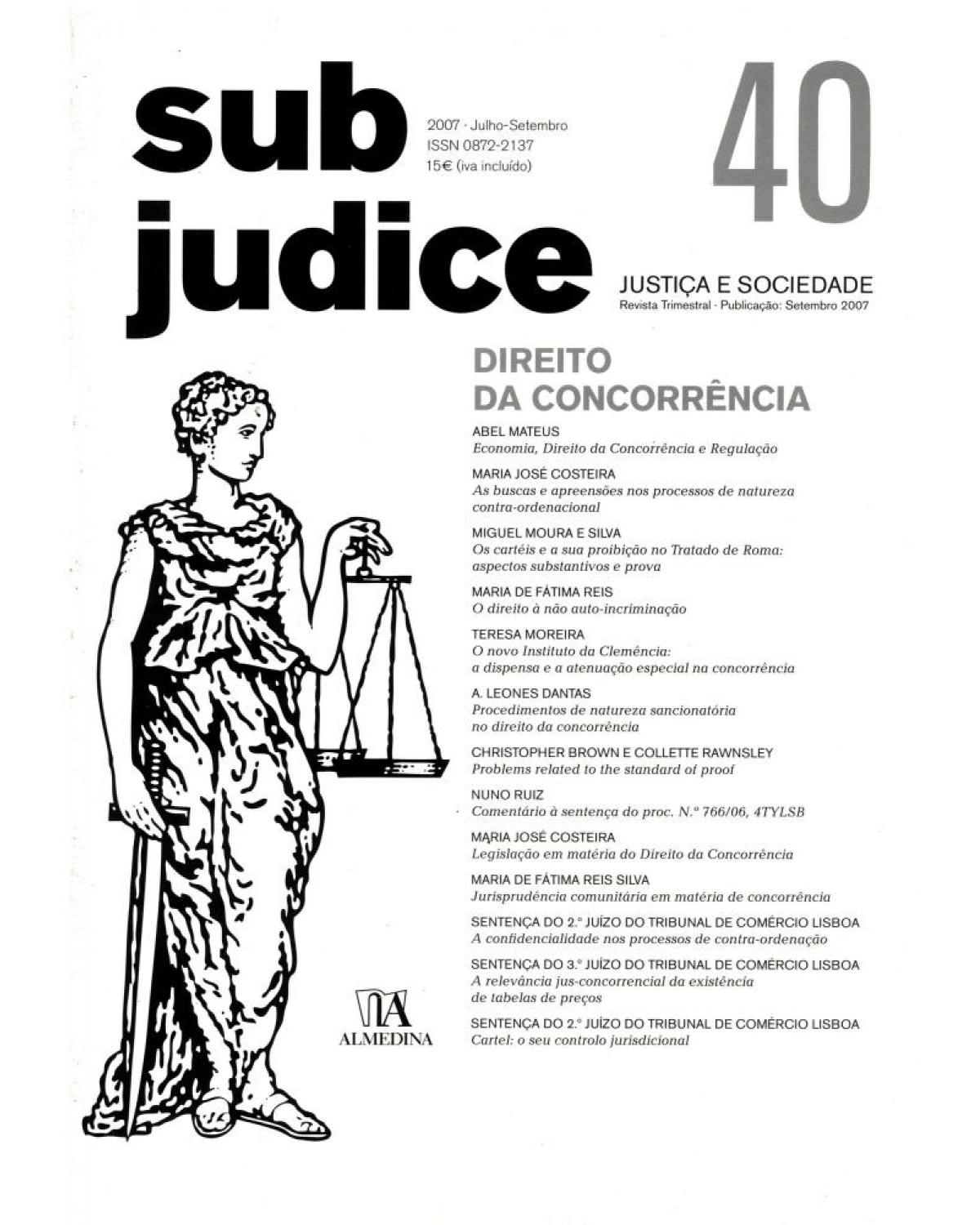 Sub judice - Volume 40:  - 1ª Edição | 2008