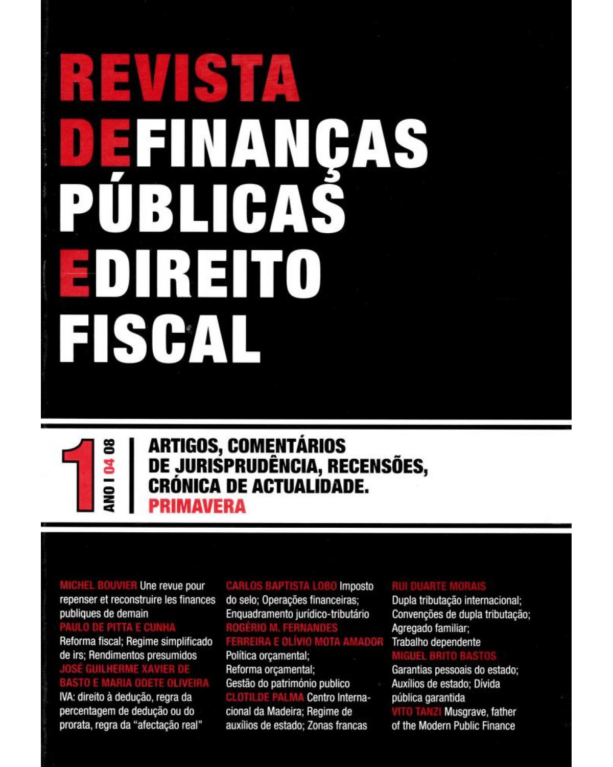 Revista de finanças públicas e direito fiscal - nº 1 - Ano I - 1ª Edição | 2008