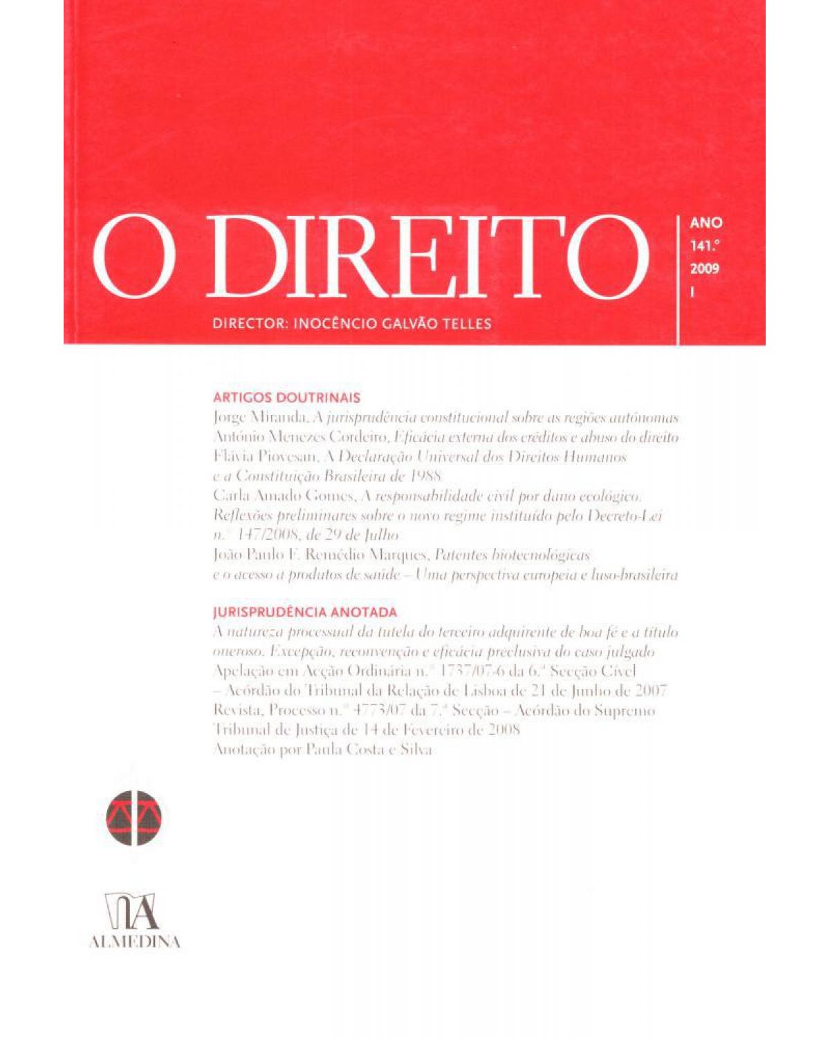 O direito - ano 141º - I - 1ª Edição | 2009