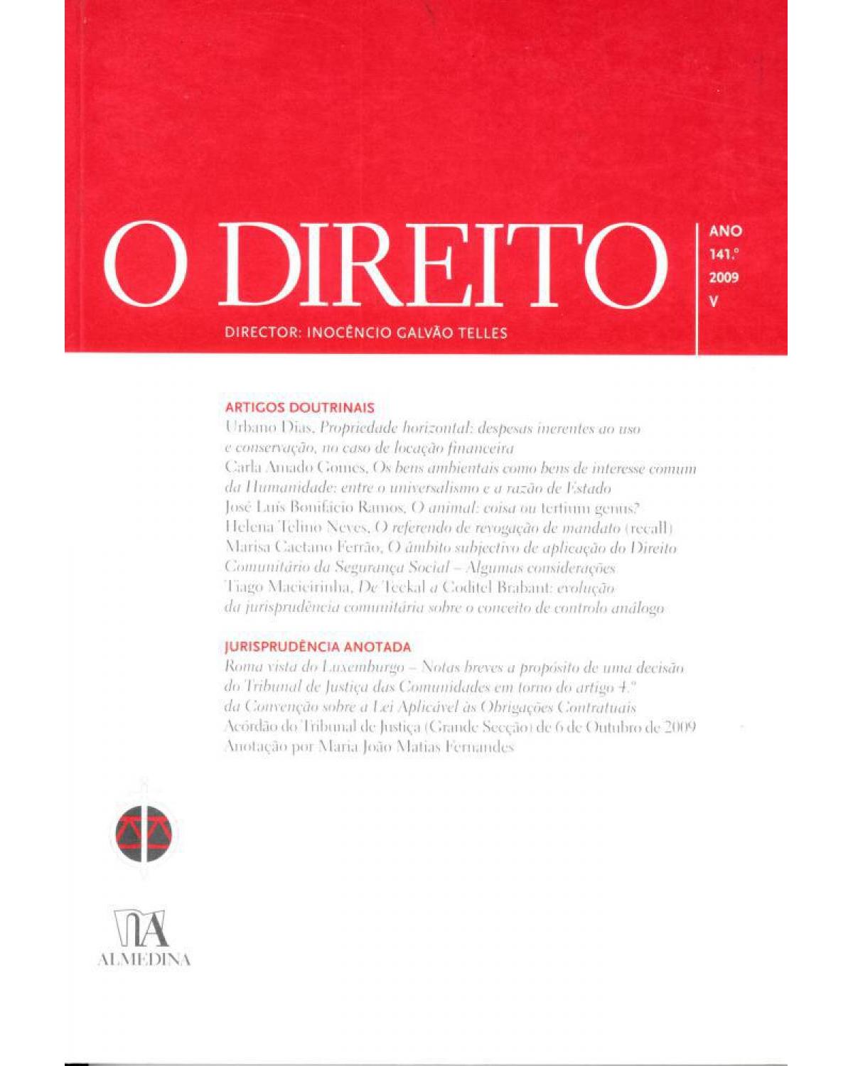 O direito - ano 141º - V - 1ª Edição | 2010