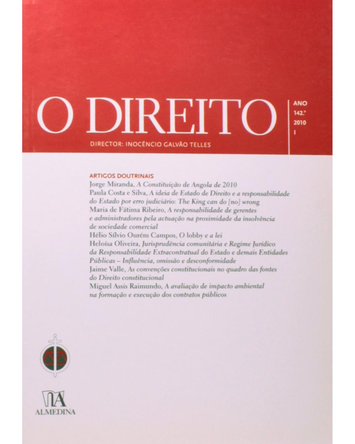 O direito - ano 142º - I - 1ª Edição | 2010