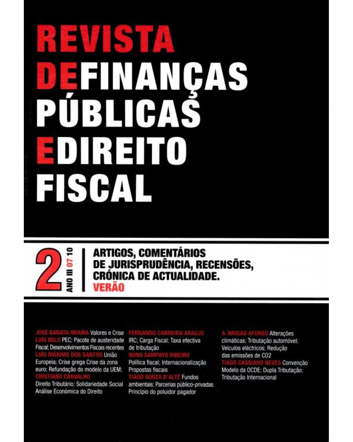 Revista de finanças públicas e direito fiscal - nº 2 - Ano III - 1ª Edição | 2010